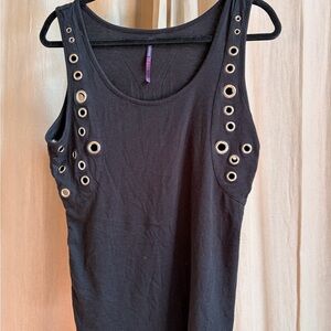 Vigoss Black Tank Top with Silver Grommet Accents